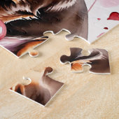 Dachshund Hond Portret Waterverf Valentijn Legpuzzel (Zijkant)