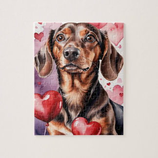 Dachshund Hond Portret Waterverf Valentijn Legpuzzel