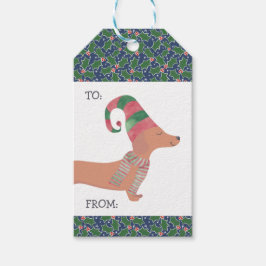 Dachshund Hond Prettig Kerstmis Cadeaulabel