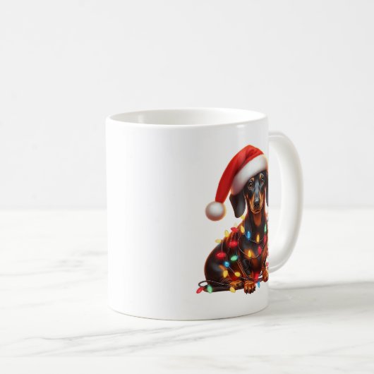 Dachshund Hond Puppy Kerstmis Koffiemok (Voorkant rechts)