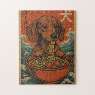 Dachshund Hond Ramen Vintage Japanse Kunst Puzzel