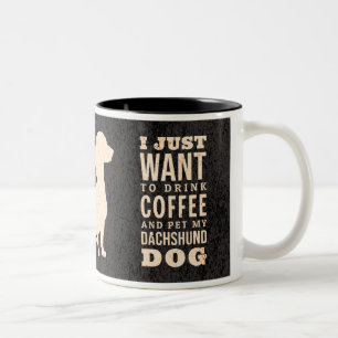 Dachshund Hond Retro Wiener Coffe verslaafde Tweekleurige Koffiemok