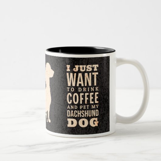 Dachshund Hond Retro Wiener Coffe verslaafde Tweekleurige Koffiemok (Rechts)