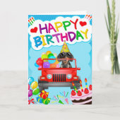 Dachshund Hond Rijden met ballonnen Verjaardag Kaart (Voorkant)