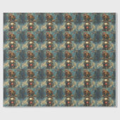 Dachshund Hond Rijden Motorfiets Kerstmis Cadeaupapier (Vlak)