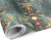 Dachshund Hond Rijden Motorfiets Kerstmis Cadeaupapier (Rol Hoek)