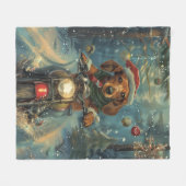 Dachshund Hond Rijden Motorfiets Kerstmis Fleece Deken (Voorkant (Horizontaal))