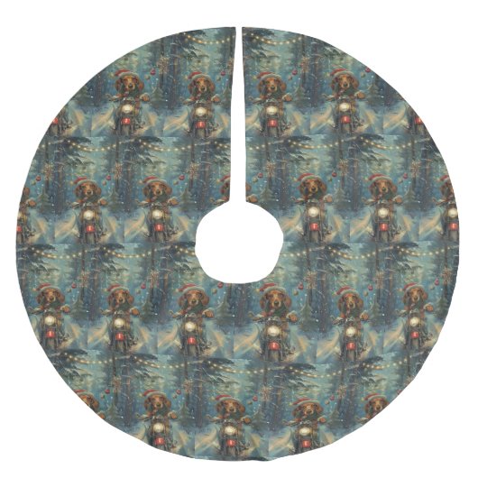 Dachshund Hond Rijden Motorfiets Kerstmis Kerstboom Rok (Voorkant)