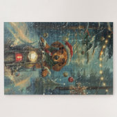 Dachshund Hond Rijden Motorfiets Kerstmis Legpuzzel (Horizontaal)