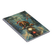 Dachshund Hond Rijden Motorfiets Kerstmis Notitieboek (Rechterzijde)