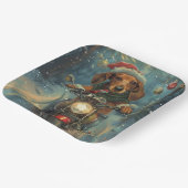 Dachshund Hond Rijden Motorfiets Kerstmis Papieren Bordje (Gebogen)