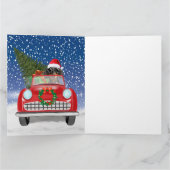 Dachshund-hond rijdt auto in sneeuw met Kerstmis Kaart (Binnen)