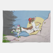 Dachshund hond rock klimmen theedoek (Horizontaal)