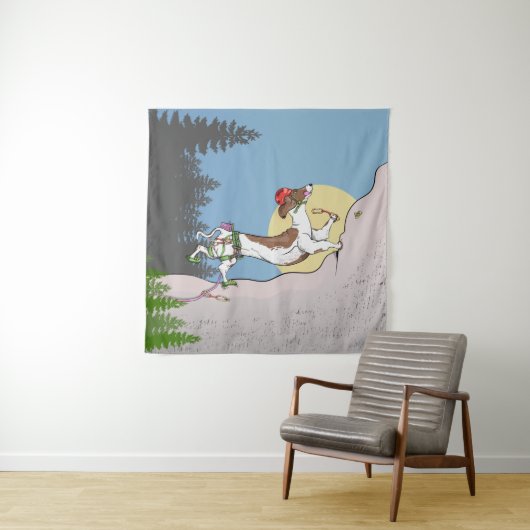 Dachshund hond rock klimmen wandkleed (In Situ (horizontaal))