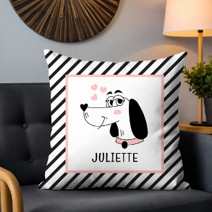 Dachshund Hond Romantische Roze Harten Gepersonali Kussen