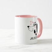 Dachshund Hond Romantische Roze Harten Gepersonali Mok (Voorkant rechts)