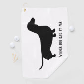 Dachshund hond silhouet aangepaste tekst golfhanddoek (Insitu)