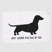 Dachshund hond silhouet aangepaste tekst golfhanddoek (Horizontaal)