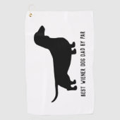 Dachshund hond silhouet aangepaste tekst golfhanddoek (Voorkant)
