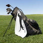 Dachshund hond silhouet aangepaste tekst golfhanddoek (Groen)