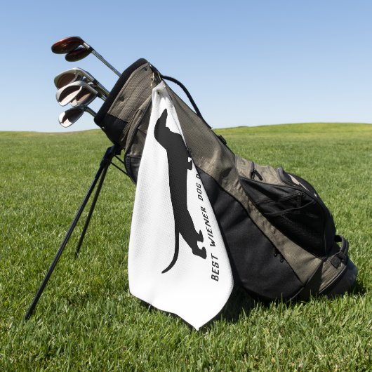 Dachshund hond silhouet aangepaste tekst golfhanddoek (Groen)