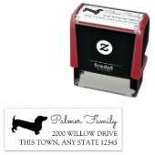 Dachshund hond silhouet adres zelfinktende stempel (In situ)