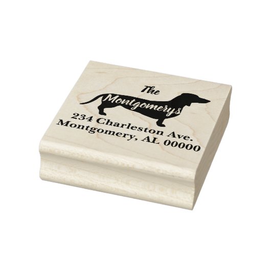 Dachshund hond silhouet familie adres rubberstempel (Stempel)