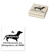 Dachshund hond silhouet familie adres rubberstempel (Gestempeld)
