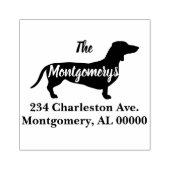 Dachshund hond silhouet familie adres rubberstempel (Afrduk)