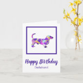 Dachshund Hond Silhouet Leuke PPY&B Verjaardag Kaart (Gele Bloem)