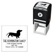 Dachshund-hond Silhouet Naam Retouradres #3 Zelfinktende Stempel (In situ)