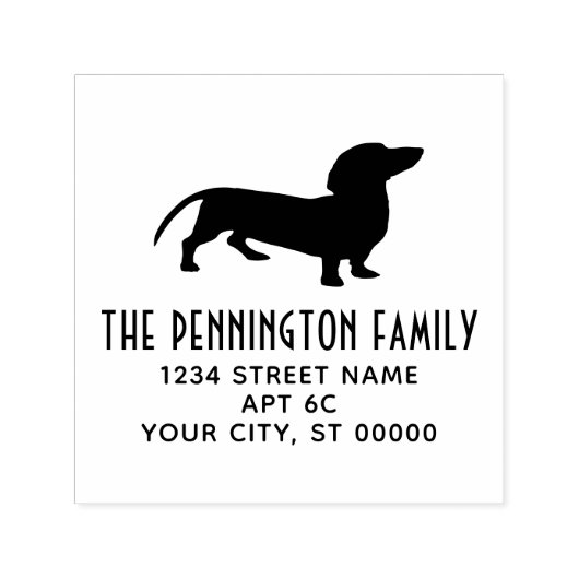 Dachshund-hond Silhouet Naam Retouradres #3 Zelfinktende Stempel (Design)