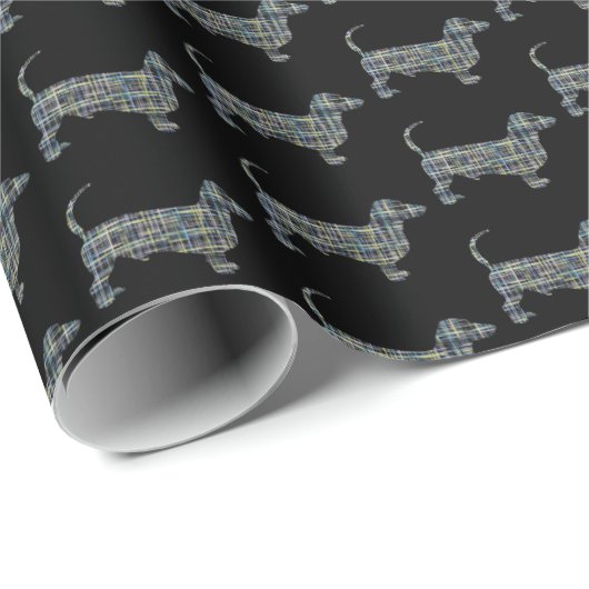 Dachshund Hond Silhouet Y & B Raster Zwart Cadeau Cadeaupapier (Rol Hoek)