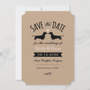 Dachshund Hond Silhouetten Bruiloft Save the Date