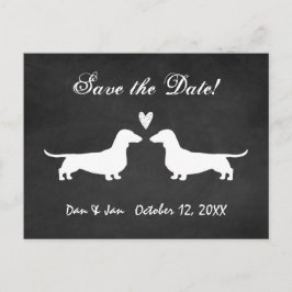 Dachshund Hond Silhouetten Bruiloft Save the Date Aankondigingskaart