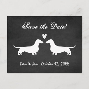 Dachshund Hond Silhouetten Bruiloft Save the Date Aankondigingskaart