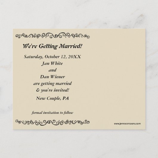 Dachshund Hond Silhouetten Bruiloft Save the Date Aankondigingskaart (Achterkant)