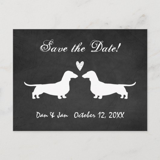 Dachshund Hond Silhouetten Bruiloft Save the Date Aankondigingskaart (Voorkant)