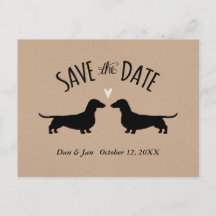 Dachshund Hond Silhouetten Bruiloft Save the Date