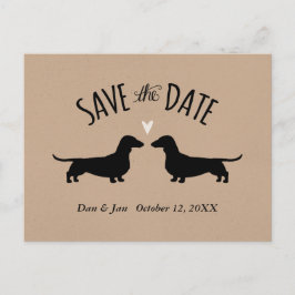 Dachshund Hond Silhouetten Bruiloft Save the Date Aankondigingskaart