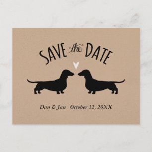 Dachshund Hond Silhouetten Bruiloft Save the Date Aankondigingskaart
