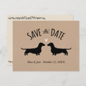 Dachshund Hond Silhouetten Bruiloft Save the Date Aankondigingskaart (Voorkant / Achterkant)