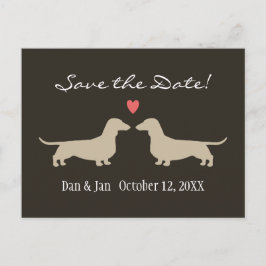 Dachshund Hond Silhouetten Bruiloft Save the Date Aankondigingskaart