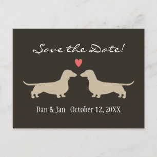 Dachshund Hond Silhouetten Bruiloft Save the Date Aankondigingskaart