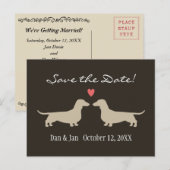Dachshund Hond Silhouetten Bruiloft Save the Date Aankondigingskaart (Voorkant / Achterkant)