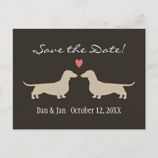Dachshund Hond Silhouetten Bruiloft Save the Date Aankondigingskaart (Voorkant)