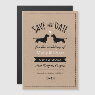 Dachshund Hond Silhouetten Bruiloft Save the Date Magnetische Uitnodiging