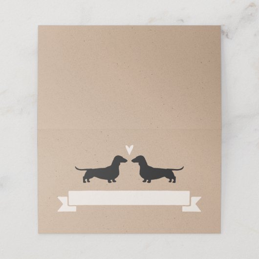 Dachshund Hond Silhouetten Trouwplaats Kaarten Plaatskaartje (Buitenkant ongevouwen)