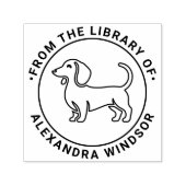 Dachshund-hond staand Sil2 bibliotheek boeknaam Zelfinktende Stempel (Design)