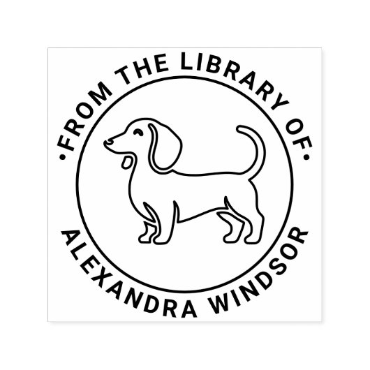 Dachshund-hond staand Sil2 bibliotheek boeknaam Zelfinktende Stempel (Design)